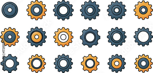 Gear wheel collection various designs mechanical components engineering elements.