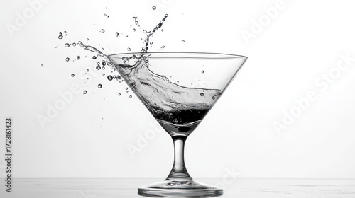 Splashing liquid in a martini glass