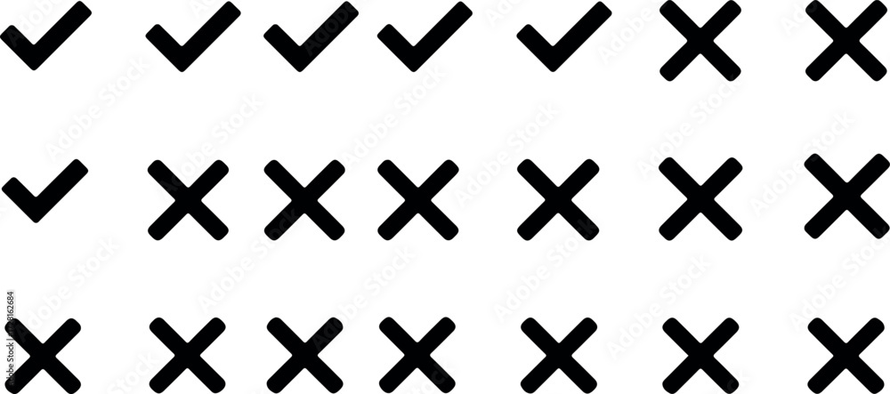 Fototapeta premium Checkmarks and Crosses Pattern.
