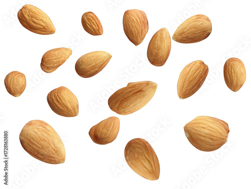 Wallpaper Mural A collection of whole raw almonds scattered isolated on a transparent background. Torontodigital.ca