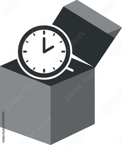 Clock inside a box representing time management and deadlines 1.