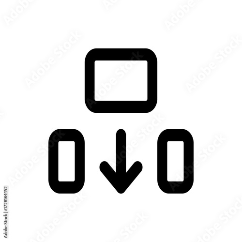 A black diagram showing a rectangle above two rounded rectangles connected by a downward pointing arrow