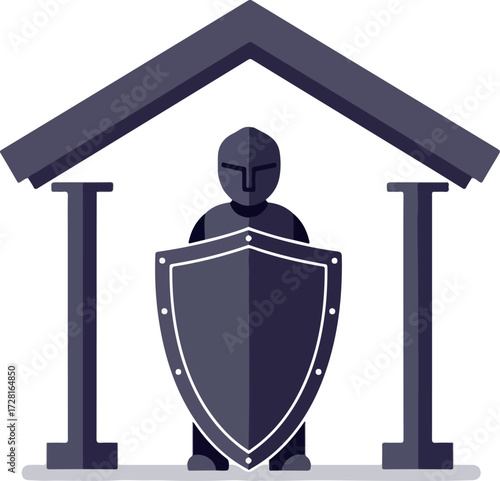 Guardian of the house protecting the home security and safety concept.