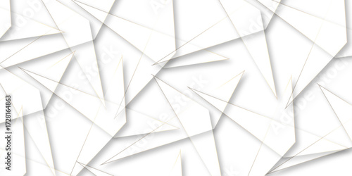 Abstract background with liens and triangles shape on white background. White and grey geometric overlapping rectangle pattern Geometric background soft shadows as patten ..White polygon textured .