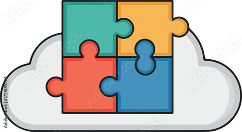 Cloud computing concept with puzzle pieces representing integration and solutions 1.