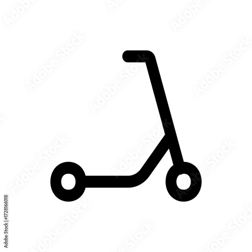 A minimalist black outline of a scooter with two wheels and a t shaped handlebar on a white background