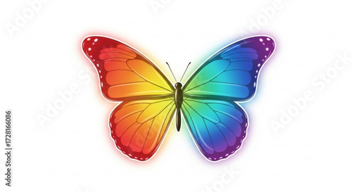 A colorful butterfly, symbolizing transformation, beauty, and freedom, gracefully fluttering its wings in a vibrant garden