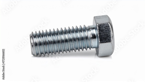 A single industrial-grade zinc-plated steel hex head cap screw bolt with coarse threads, isolated against a clean white background