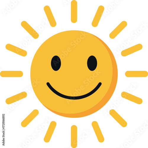 Happy smiling sun radiating joy and warmth in the bright sky.