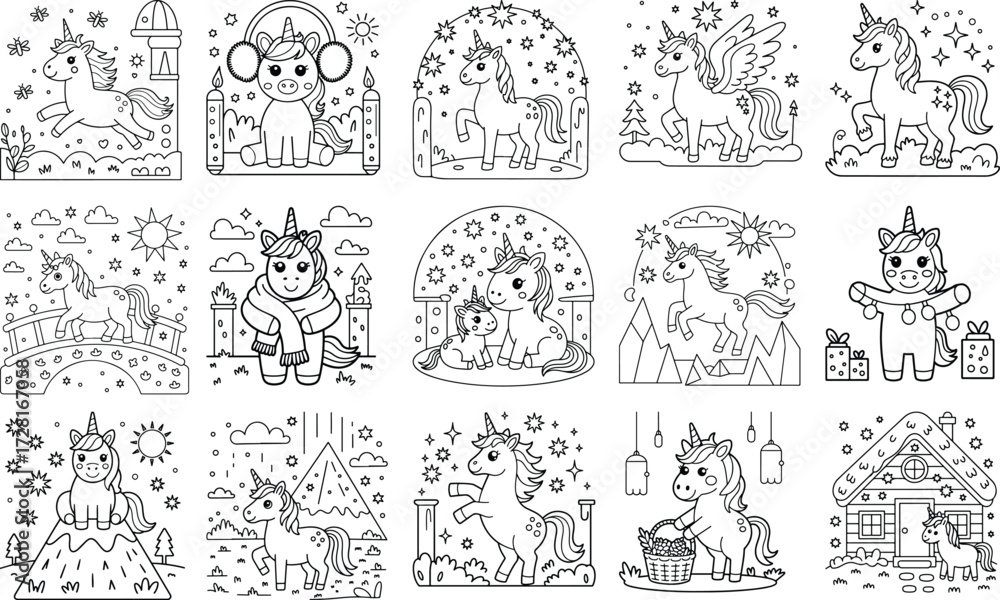 Fototapeta premium Coloring Pages, Cute, Black And White