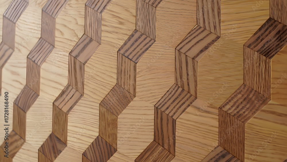 Fototapeta premium A rich brown leather and woven wicker hexagon pattern creates a seamless, textured wall decoration