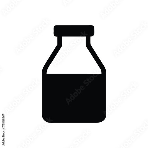 Black silhouette of a bottle with liquid drink container