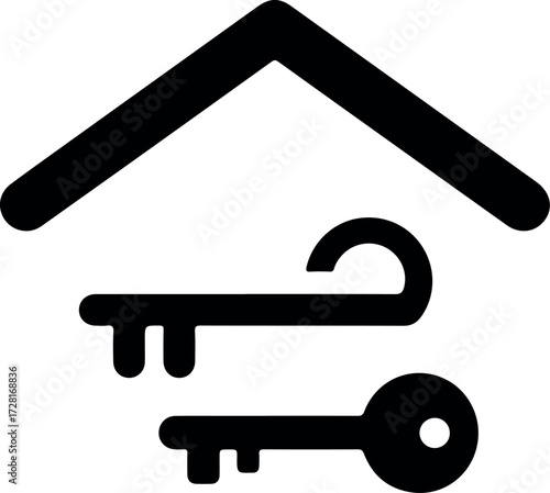 House roof with keys representing home ownership and security concept.