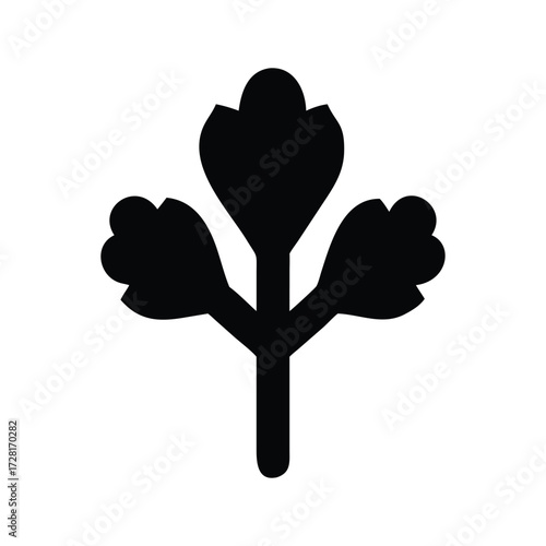Black silhouette of a parsley sprig herb spice