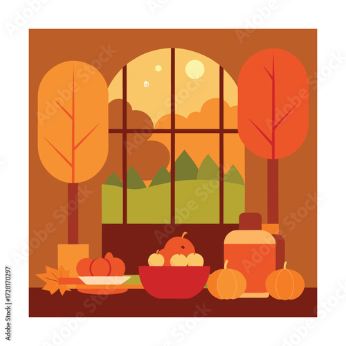 Festive Warm Toned Indoor Thanksgiving Scene