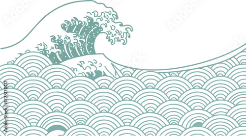 Japanese wave art depicting ocean water and sea patterns.