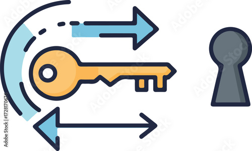 Key and Keyhole Illustration Representing Security and Access Concepts 1.