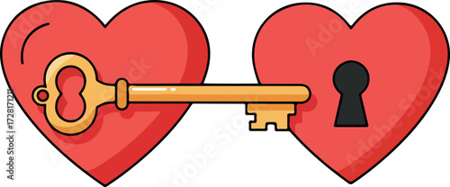 Key unlocks heart love symbol romance relationship affection emotion.