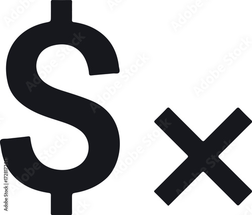 Dollar sign and cross symbol representing financial decisions and choices.