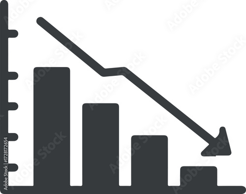 Downward trend graph showing financial decline and economic downturn 1.