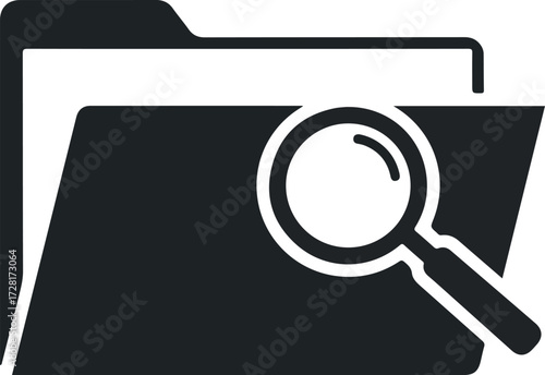 Magnifying glass over a folder searching for information data analysis concept.