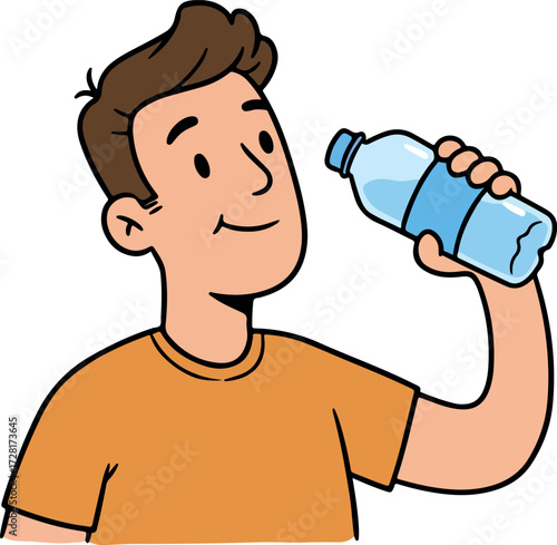 Man drinking water from a bottle to stay hydrated and healthy.