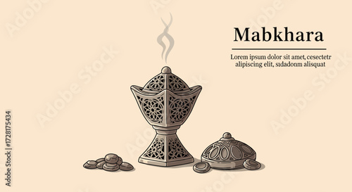 Mabkhara Traditional Arabic Incense Burner with Aromatic Bakhoor and Incense Pellets