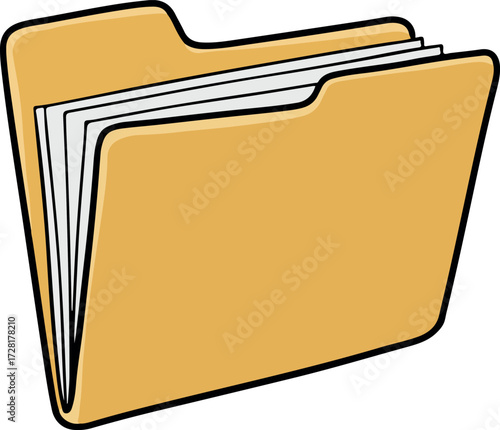 Open file folder with documents inside ready for organization and storage.