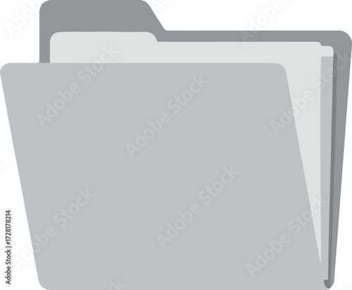Open gray folder icon with documents inside ready for organization and storage.