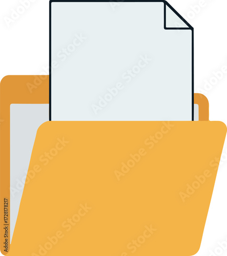 Open folder with a document inside ready for review and action.