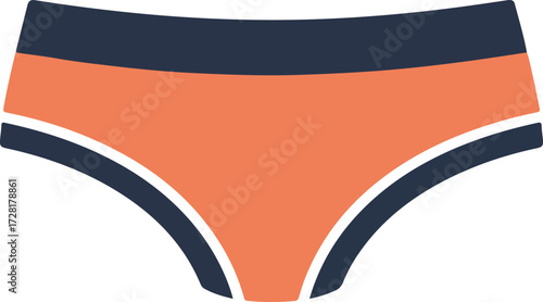 Orange underwear with navy blue and white trim comfortable and stylish.