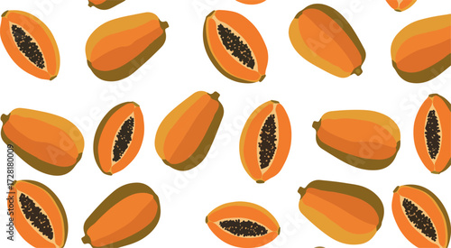 Papaya fruit arrangement showcasing ripe orange tropical fruits with seeds.