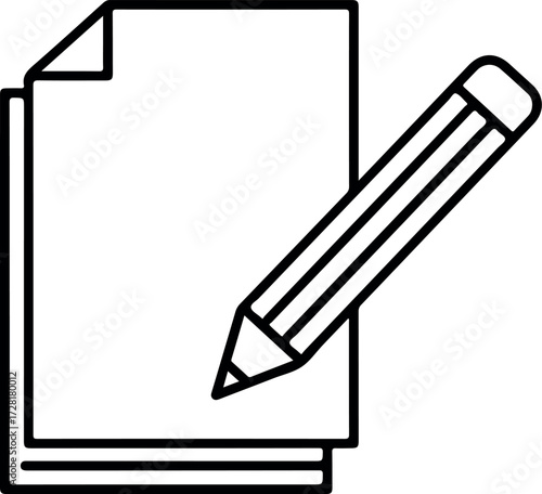 Paper and pencil illustration for writing and drawing concepts.