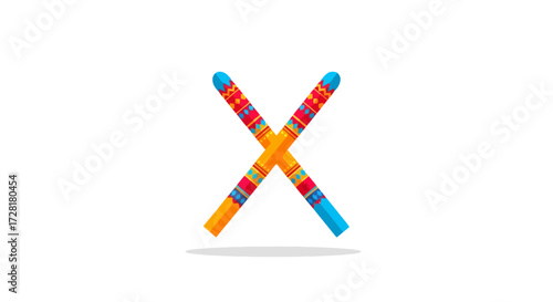 Illustration of Clashing Bamboo Sticks for Cultural Dance Performances and Artistic Presentations, highlighting ethnic traditions and rhythmic movement