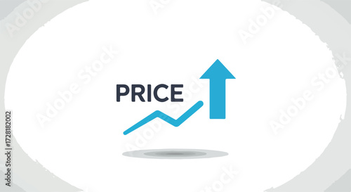 Price increase concept with upward arrow and line chart showing growth.