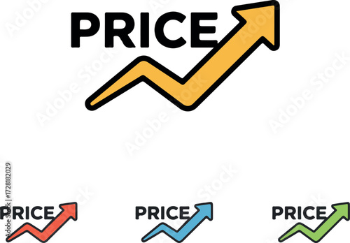 Price increase concept with upward arrow and text illustration for financial growth.
