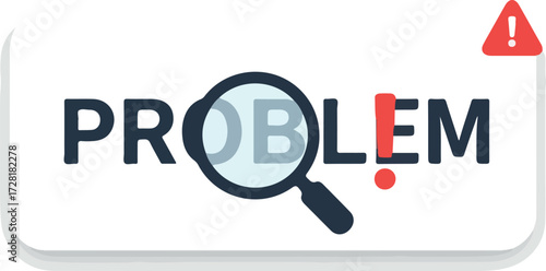 Problem Solving Concept with Magnifying Glass and Exclamation Mark.