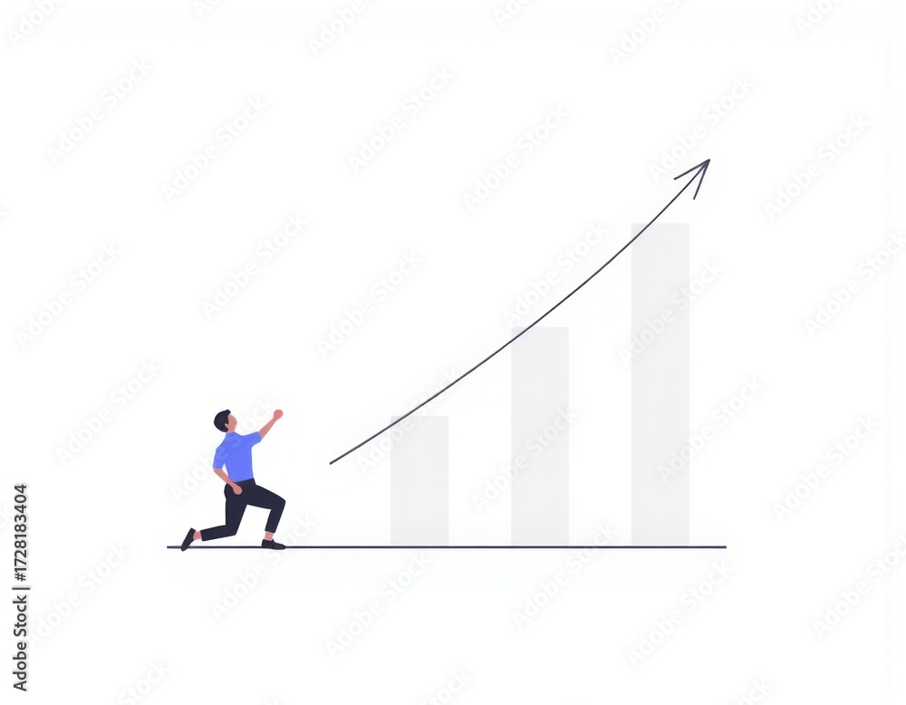 Fototapeta premium Goal and target business concept Business people show arrow growth up Investing in stock markets funds and digital assets Business finance technology and investment ui interface user