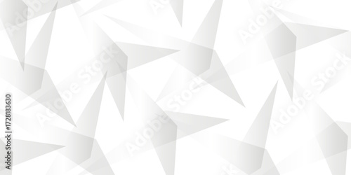 Abstract background with liens and triangles shape on white background. White and grey geometric overlapping rectangle pattern Geometric background soft shadows as patten ..White polygon textured .