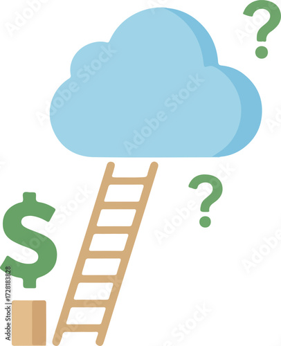 Financial ladder to the cloud representing business growth and success.