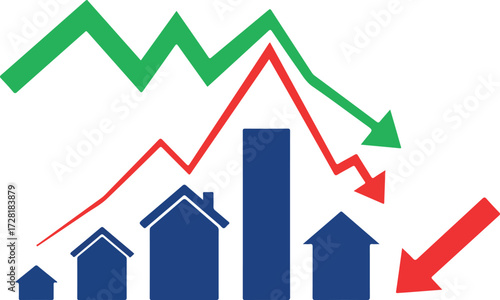 Real estate market analysis showing trends and fluctuations in housing prices.