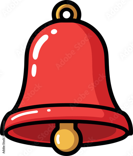 Red bell illustration with a golden clapper and a ring for hanging.