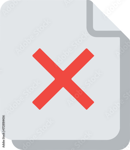 Red cross symbol on a white document indicating rejection or cancellation.