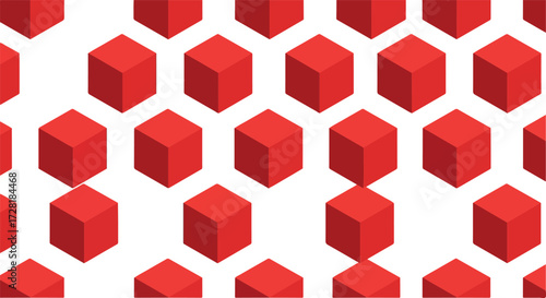 Red cubes arranged in a repeating pattern on a white background.
