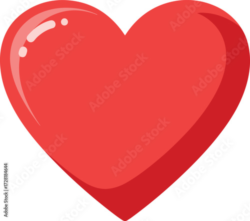Red heart illustration representing love and affection for romantic concepts and feelings.