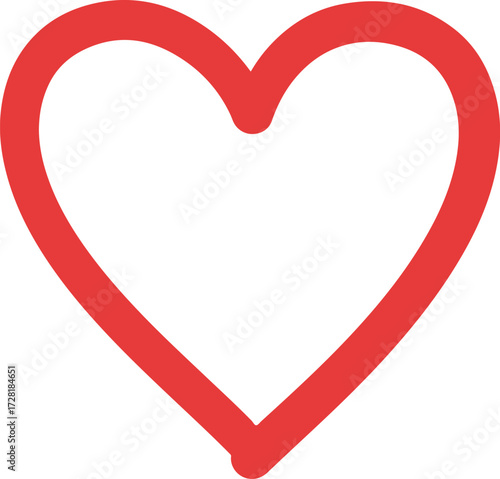 Red heart outline symbol of love and affection for romantic feelings.