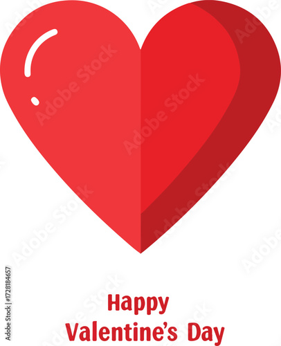 Red heart illustration for Valentines Day a symbol of love and affection.