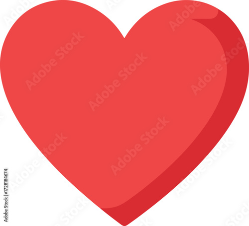 Red heart shape illustration representing love and affection for romantic concepts.