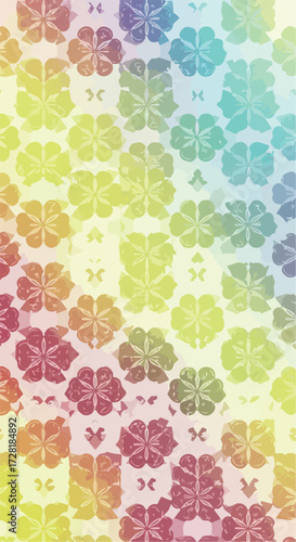 Floral pattern with colorful flowers in a repeating design.