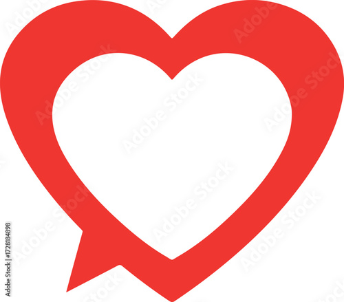 Red heart shape with a white heart inside love and affection concept.